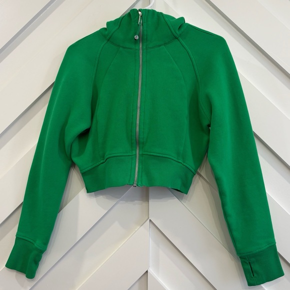 lululemon athletica Tops - Lululemon Scuba Full Zip Cropped Hoodie In Green Punch Size 8